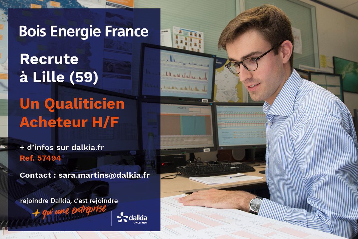 #BoisEnergieFrance recrute un Acheteur #biomasse à Lille. N'hésitez pas à nous contacter.  #boisenergie <a href="/dalkia/">Dalkia</a>