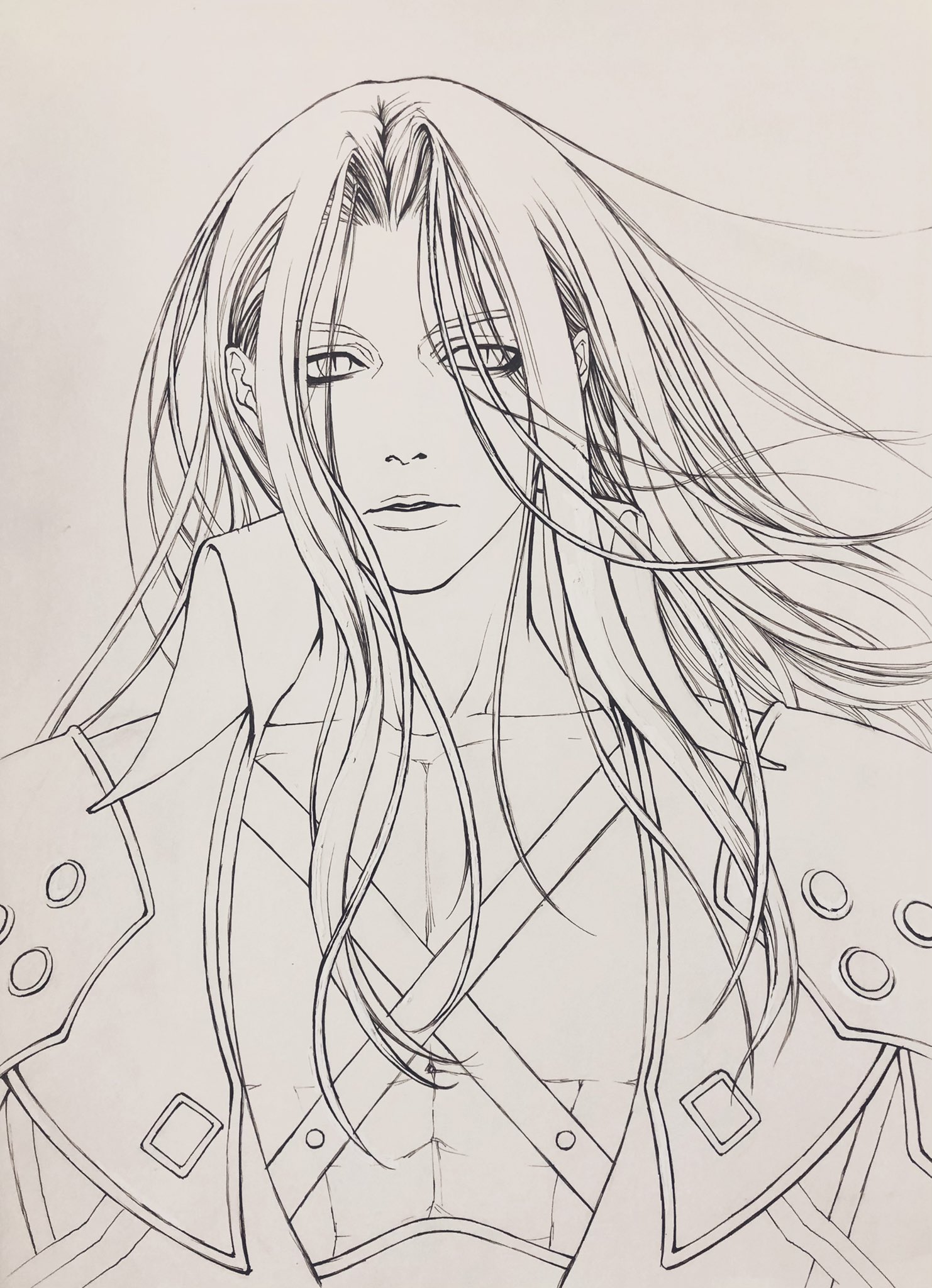 Ren 久しぶりにセフィロスを描きはじめました ペン入れ難しかった 次は問題のペイントだ Ff7 24周年 Ff7 セフィロス アナログイラスト 絵 線画 絵描きさんと繋がりたい イラスト好きさんと繋がりたい T Co Rat9xmiaei Twitter