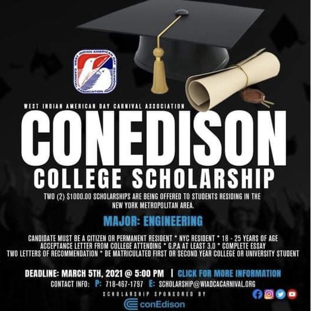 📣📣Please Share: Scholarship Opportunities open to 11th + 12th graders...deadlines are March 5th for <a href="/ConEdison/">Con Edison</a> &amp; April 5 for <a href="/DearEvanHansen/">Dear Evan Hansen</a> scholarships apps #collegeaccess #inspired31 #highereducation @Drdididiva @FreyTB <a href="/AnzaloneD31/">Christopher Anzalone</a>