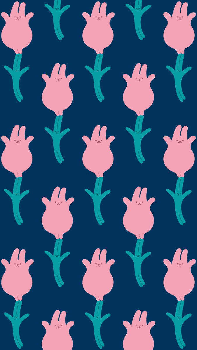 「花とみせかけて太うさぎ&細うさぎコンビ柄です? 」|shimizuのイラスト