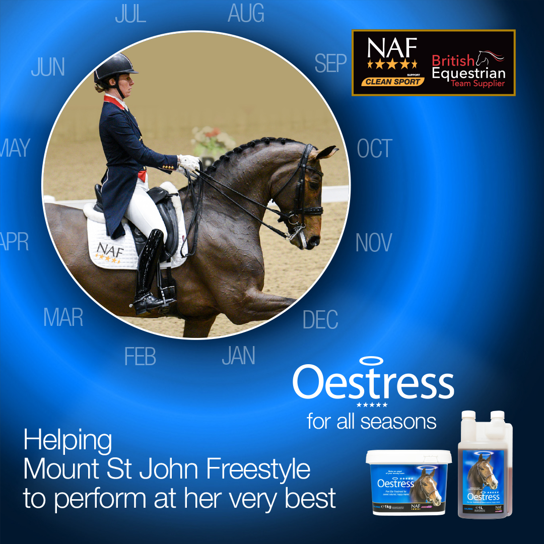 nafuk's tweet photo. On Sunday, we announced our partnership with @CSJDujardin and you wanted to know more about the products that she uses. Oestress is one of those and Charlotte said “Oestress ensures that we can keep our team of mares comfortable all year round and able to focus on their work.” https://t.co/xQ5ynPBCJ2