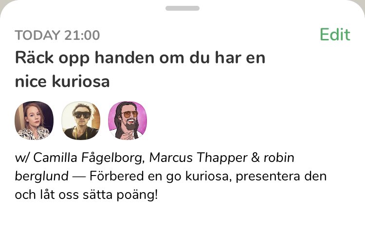 Två roliga program idag på Clubhouse! Kom in och ha det underbart med mig, <a href="/HampusAlgotsson/">Hampus Algotsson Brännborn</a>, <a href="/maskinistet/">robin berglund</a> och <a href="/Fagelborg/">Camfag01</a>