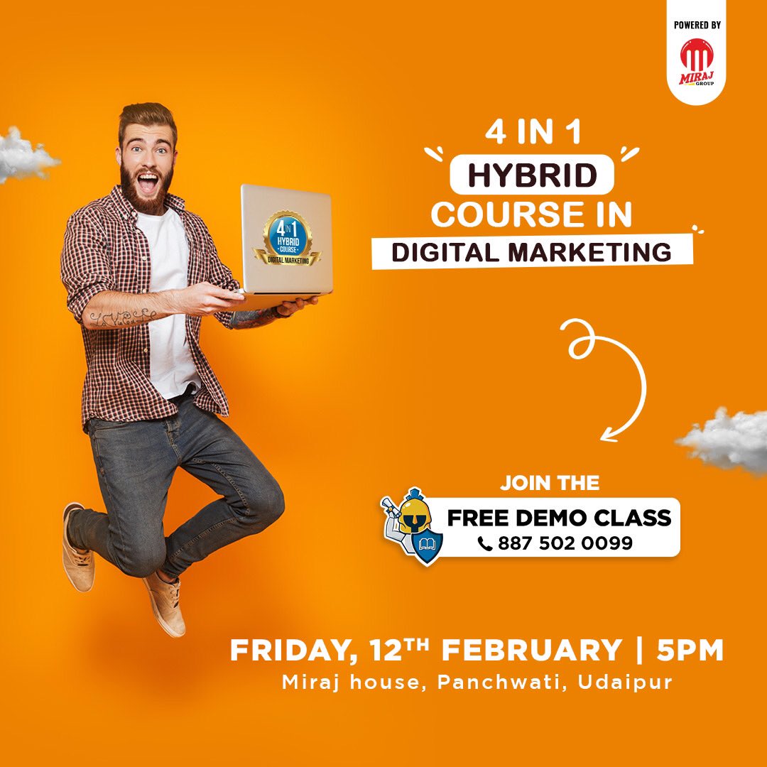 beorionators's tweet photo. Kickstart your Career with India’s 1st agency based training!
Introducing 4 in 1 Hybrid Course in Digital Marketing!

For registration: https://t.co/YCVaV12dxv 
.
.
#Demo #FreeDemo #Digitalmarketing #marketing #Masterclass #udaipur #DigitalMarketingCourse #Miraj #Orionators #OSL https://t.co/N2fQuoapy2