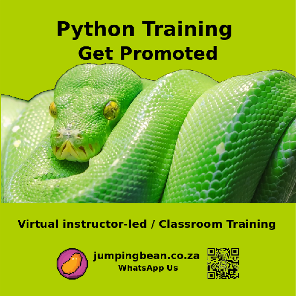 jumpingbeansa's tweet image. Python Training
pythontraining.co.za
Call +27 11 781 8014
email:support@jumpingbean.co.za
#PythonCertificationTraining #PythonProgrammer #pythontrining #python
