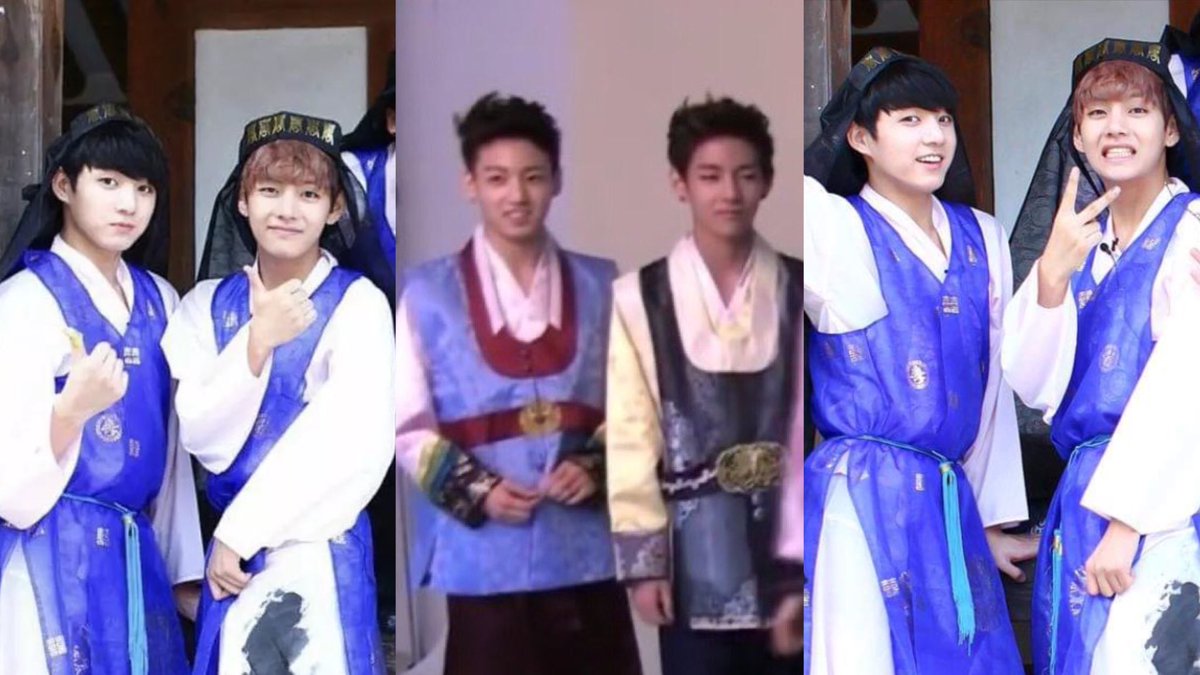 taekookfolder's tweet image. Taekook in hanbok 💜🥺