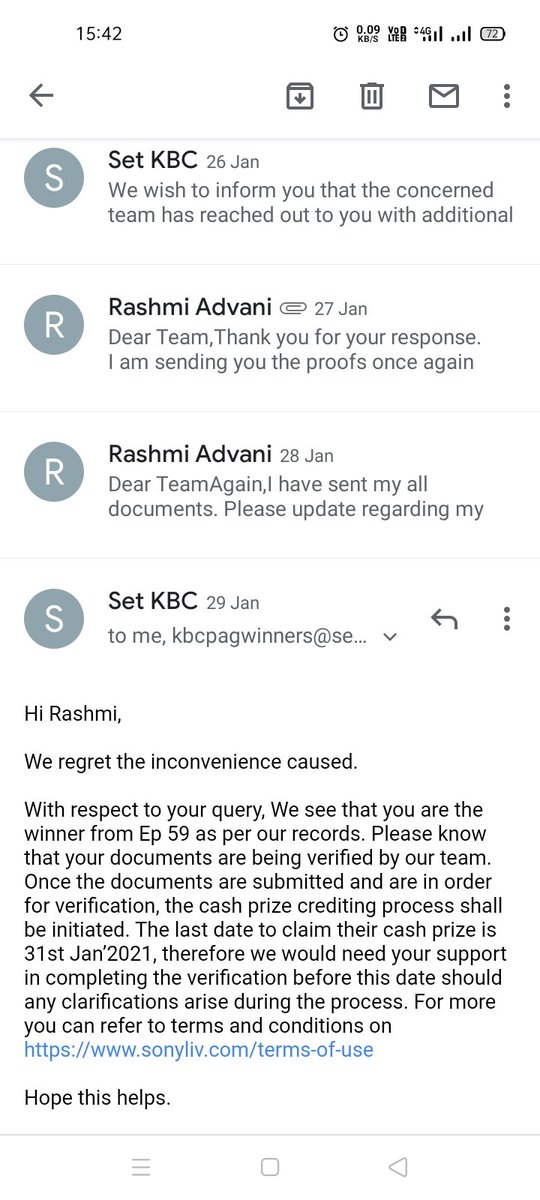 RashmiAdvani's tweet photo. @babubasu @asish_raja @SonyLIVHelps @SonyLIV @SrBachchan Dear Sir, I have Already shared all the documents but still didn't get my cash prize
Please Help https://t.co/6TwAHvI68B