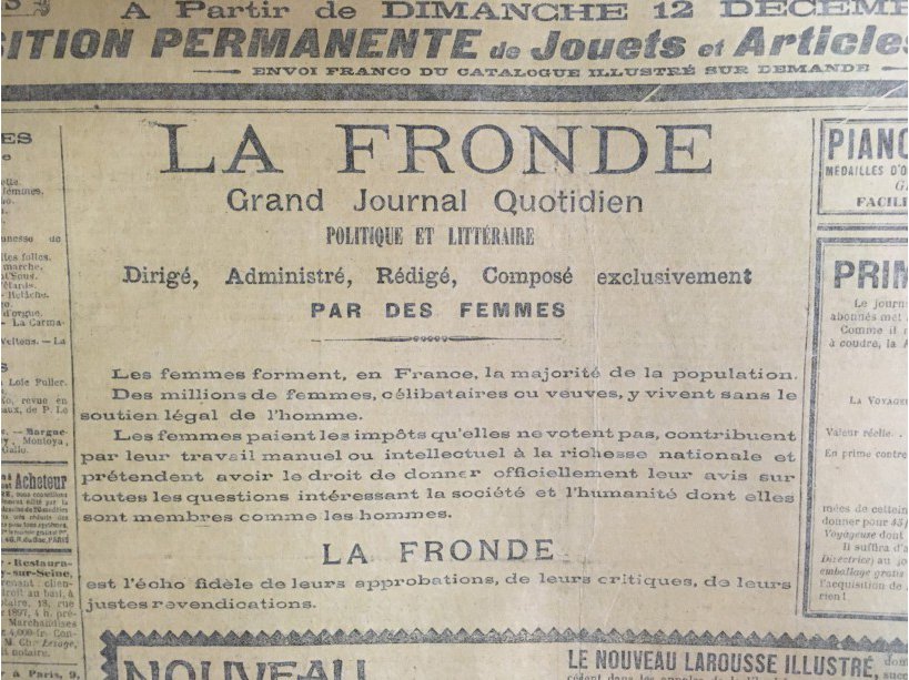 Les Femmes de l'Eco on Twitter: "Le 9 décembre 1897, Marguerite Durand lance La Fronde, le 1er journal féministe au monde. Dans une France encore peu acquise à la cause des femmes,