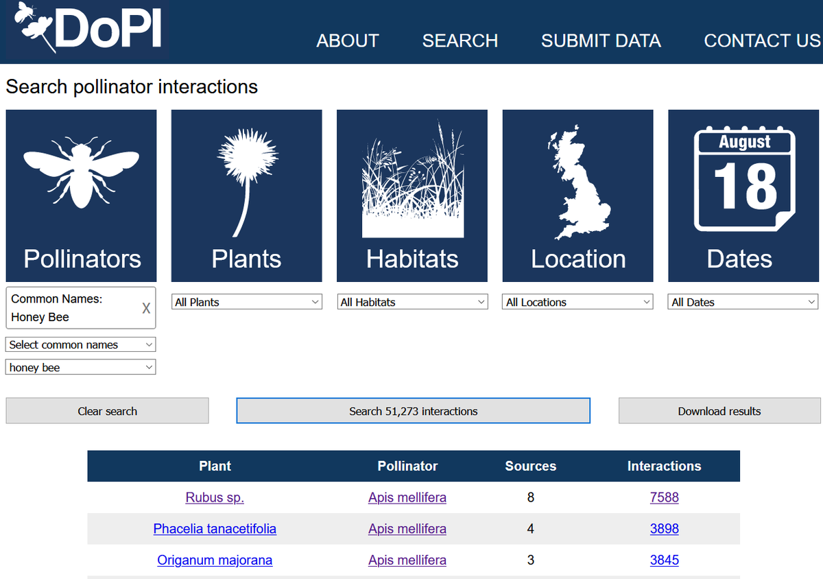 So pleased to have supported The Database of Pollinator Interactions (DoPI) which documents British pollinator-plant associations. dopi.org.uk
<a href="/The_DoPI/">Database of Pollinator Interactions</a> <a href="/DaveGoulson/">Dave Goulson</a> <a href="/CalaCastellanos/">Maria Clara Castellanos</a> <a href="/profAndyP/">Andy Philippides</a> <a href="/britishbee/">BBKA</a> #bees #pollinators #habitats