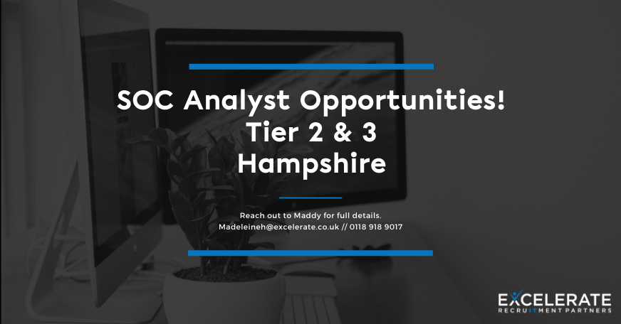 ExcelerateRec's tweet image. SOC ANALYSTS - We Want You!

This global consultancy and MSSP is expanding their SOC due to an increase in customer demand and large pipelines of work.

If you&apos;re looking to work in a fast paced &amp;amp; deeply interesting environment, then speak to Madeleine to learn more.