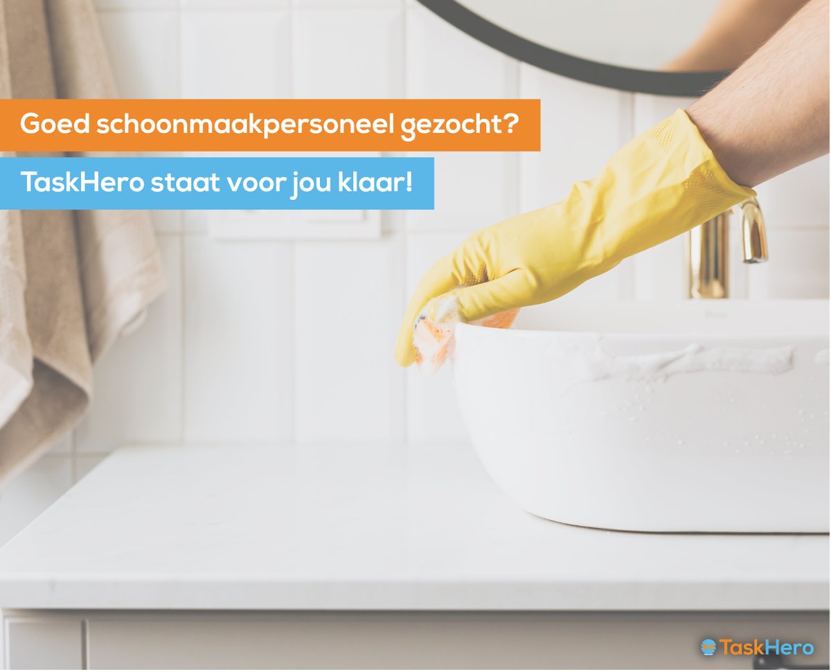 TaskHero's tweet photo. Ben jij op zoek naar personeel dat geen vlekje of stofje vergeet? Dan ben je bij TaskHero aan het juiste adres! Hygiënisch, netjes en strak te werk gaan zijn drie van de vele prioriteiten voor onze schoonmaak Helden! 

#TaskHero #schoonmaak #schoonmaakpersoneel #spikenspan https://t.co/adoPnASfx3