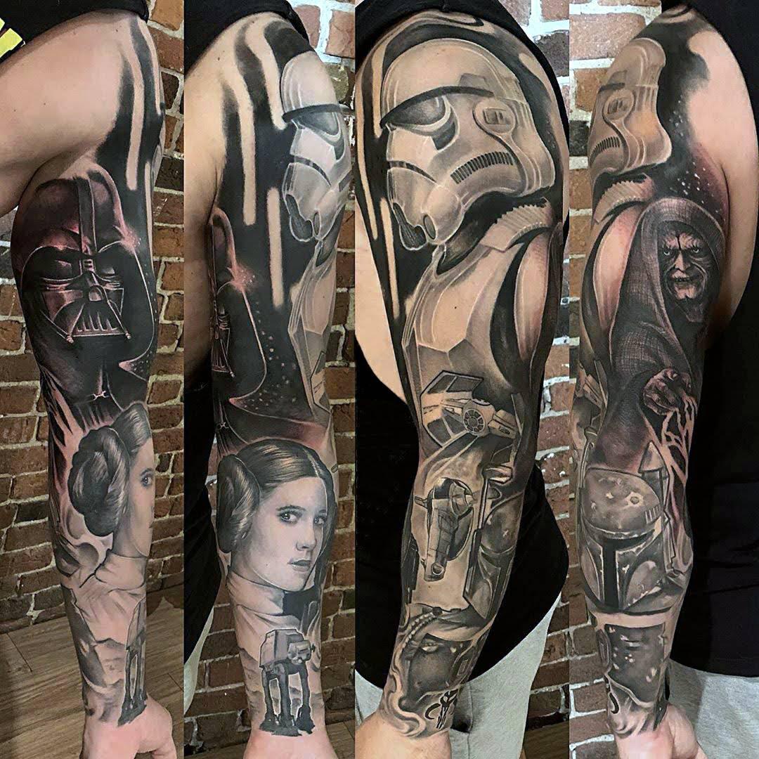 AwSneak on Twitter: "My First Tattoo: Full Star Wars Sleeve by Alex Deschenes at Imperial Tattoo Connexion in Montreal, Canada. Done in 4 sessions of 6 hours each. https://t.co/sTW0TMYdfV #tattoo #inked #tattoos #