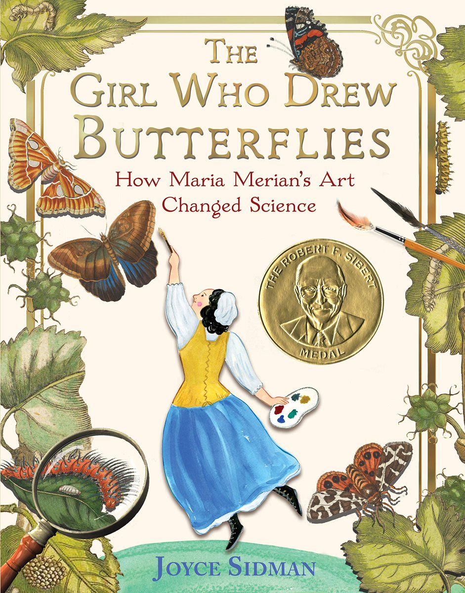 A personal favourite of mine from  #JoyceSidman, the inspiring story of Maria Merian, a groundbreaking scientist, artist and naturalist from the 16th century. A genuinely stunning book.  #WomenInScience