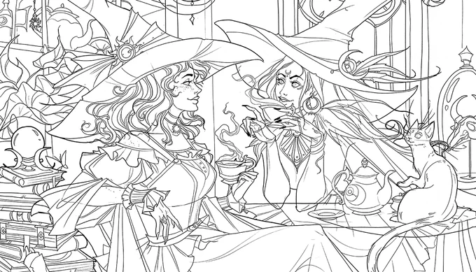Working on some witches ✒️??‍♀️ 