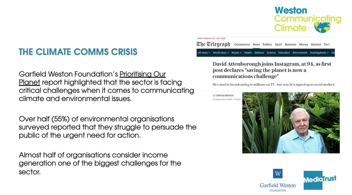Last year  @WestonFDN's  #PrioritisingOurPlanet report highlighted the main challenges charities are facing when it comes to communicating climate and environmental issues. Read the report in full here:  http://bit.ly/3j732iI&nbsp;  #CommunicatingClimate