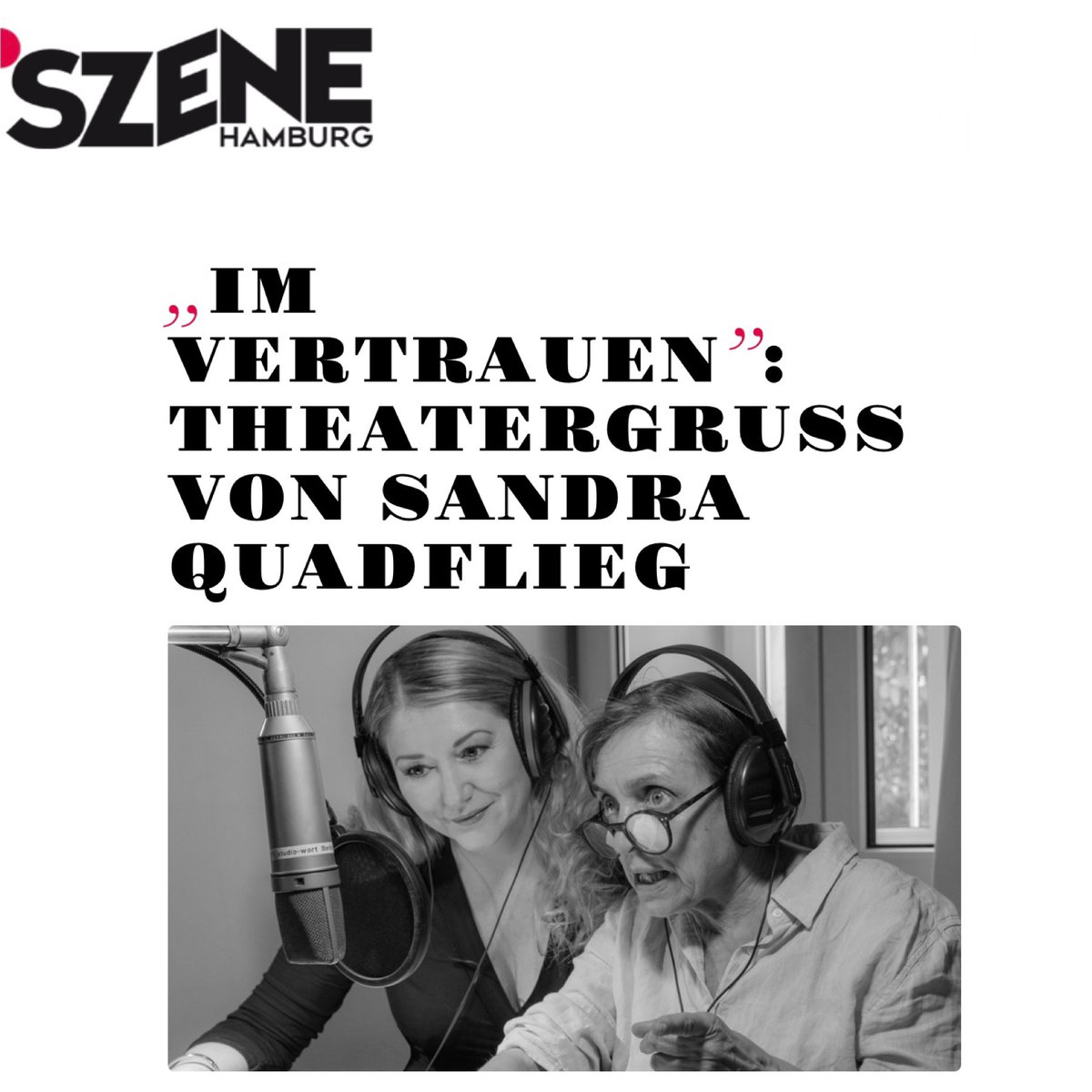 SandraQuadflieg's tweet photo. Dankeschön ❤️ Szene Hamburg ❤️
@SzeneHamburg #ImVertrauen
#altonaertheater #hamburgerkammerspiele
#HausImPark #HannahArendt #MaryMcCarthy
#KatharinaThalbach @SandraQuadflieg
#Theater #Bühne #Stage #actress #actresslife #Hamburg #Premiere #Kultur #randomhouseaudio https://t.co/X1lJKEitix