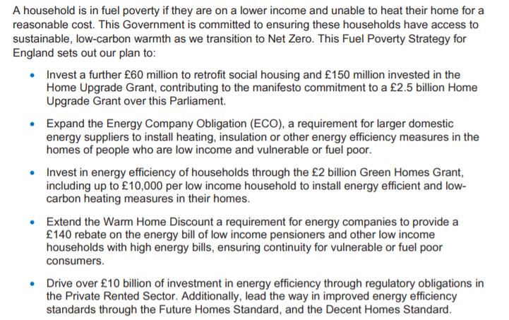 And now to some new funding.As we knew, the Warm Home Discount and Energy Company Obligation will both be extended to 2026.What we didn't know is that ECO is increasing in scale, by 50%, to £1bn/year. A nice increase to funding (albeit being collected through bills)