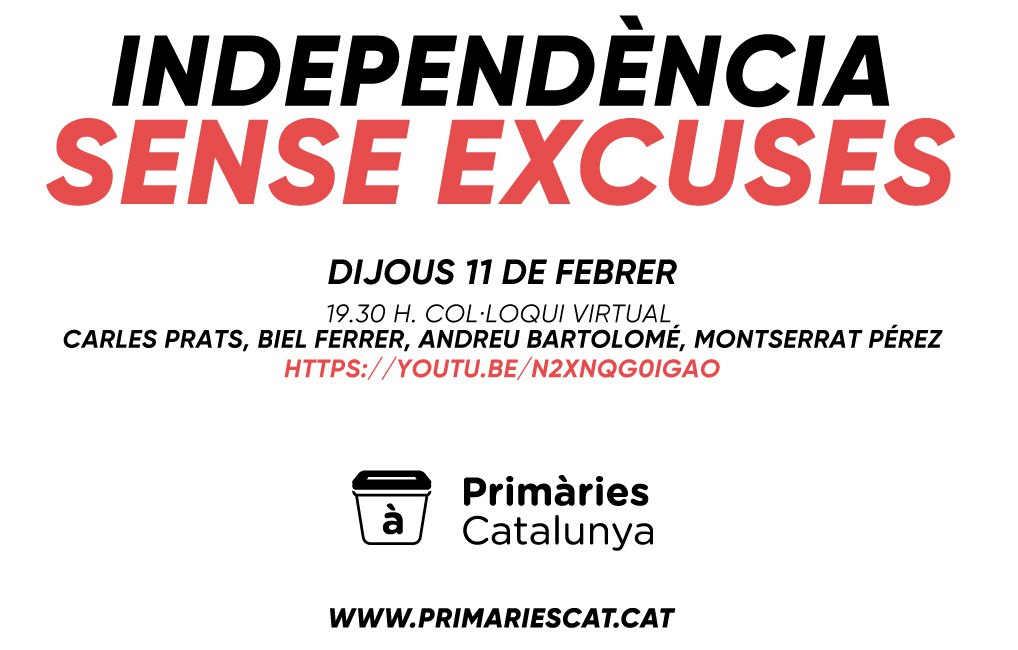 PrimariesCat's tweet photo. 📢 Avui a les 🕢 19:30h acte electoral (col·loqui virtual) dels nostres caps de llista per la circumscripció de Tarragona.

✔️ Carles Prats. @carlespratscot 
✔️ Biel Ferrer. @biel_ferrer 
✔️Andreu Bartolomé.
✔️ Montserrat Pérez.

Podreu seguir-lo aquí 
📹 https://t.co/pHmt2mNWBW https://t.co/mqY359P1gi