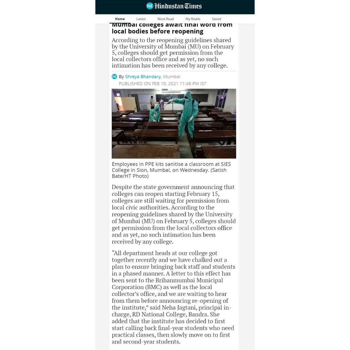 RdNational's tweet photo. R. D. National College Quoted in Hindustan Times.
Check the link in bio to read full article https://t.co/ntH9RrdlB2