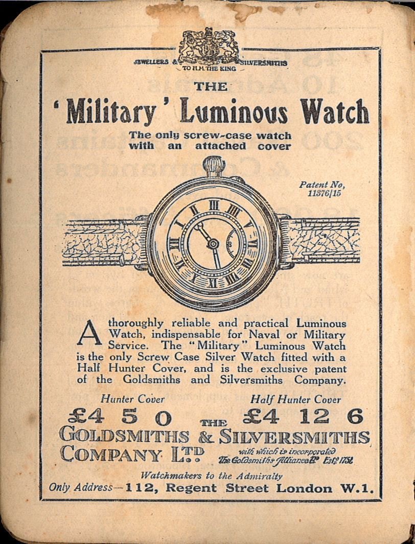 It wasn't long before radium products began appearing. The WWl Trench Watch used self-luminous radium paint to make the watch dial and hands visible in the dark, but not so visible that enemy snipers could identify the wearer. It soon became standard kit for Officers.