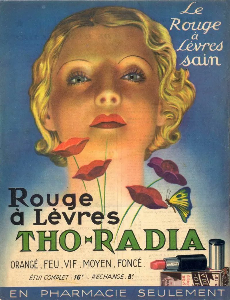 Not to be outdone the beauty industry began to hype radium as a miracle element that could rejuvenate skin, make lips more luscious, and literally make a face glow. Radium started cropping up in more and more products: toothpaste, soap, drinking water.