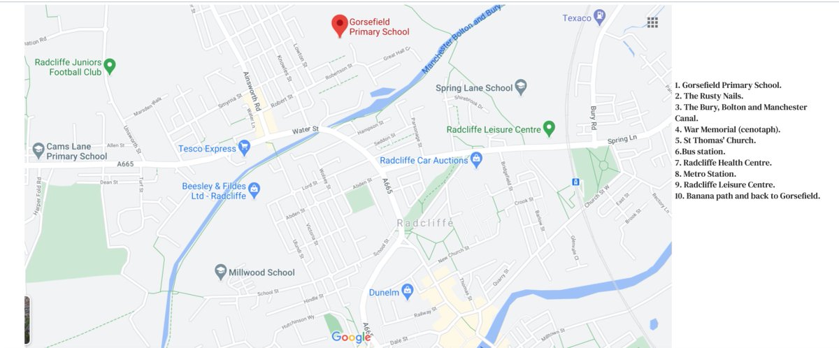 miss_platt's tweet photo. Just in case anyone else @Gorsefield wants a walk this afternoon and to get involved with Year 6's new topic. We are going to be comparing our local area to Costa Rica and California. Here's a walk, starting and ending at Gorsefield. Follow the numbers on the right #outandabout https://t.co/otKDF978fQ