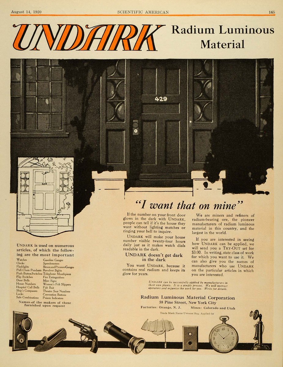 'Radium fraud' was common in many products: their radioactivity was fortunately either very weak or non-existent. This let to the bizarre situation where companies tried to guarantee their goods really did emit radiation at the levels they claimed.