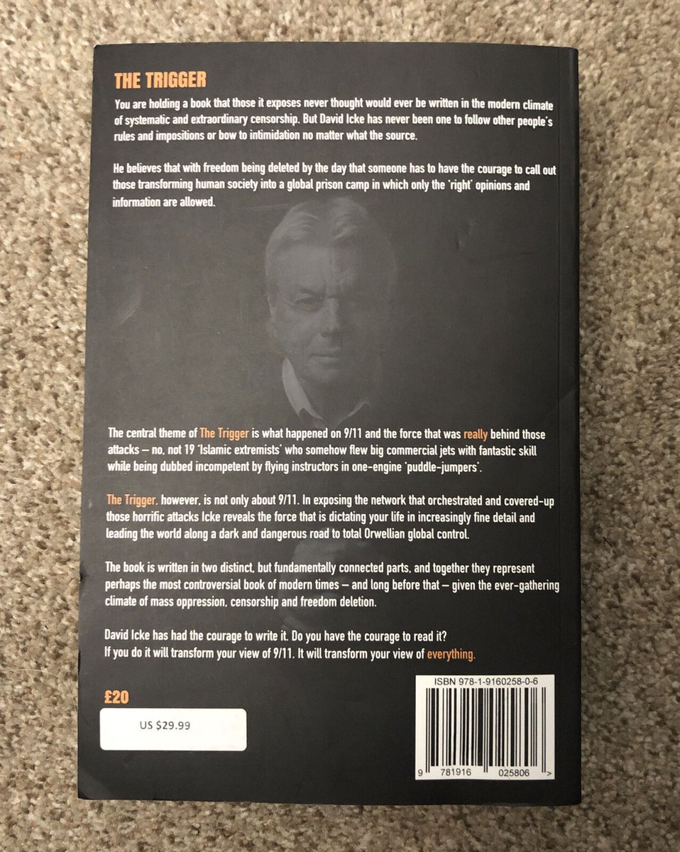iluminatibot's tweet photo. The Trigger by David Icke goes into great detail documenting the absurd lies of the official 9/11 story. Over 800 pages of facts on 9/11 and on the death cult responsible. Get a hard copy while you still can, it will likely be pulled off Amazon soon: https://t.co/Y54B7oJeSG #ad https://t.co/HEZVCeP3gQ