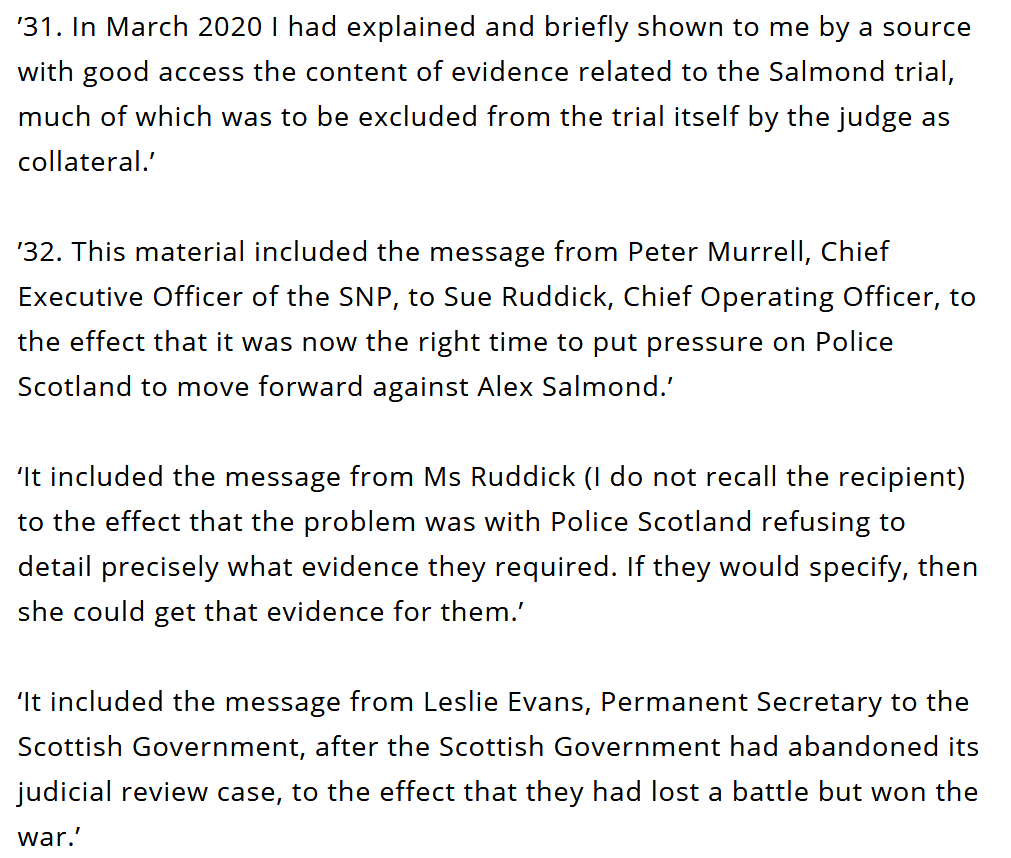 He also alleges that the SNP put major pressure on the police themselves to go ahead with the investigation, that it was something they really pushed for.The whole "what evidence do you need" angle is pretty sus.