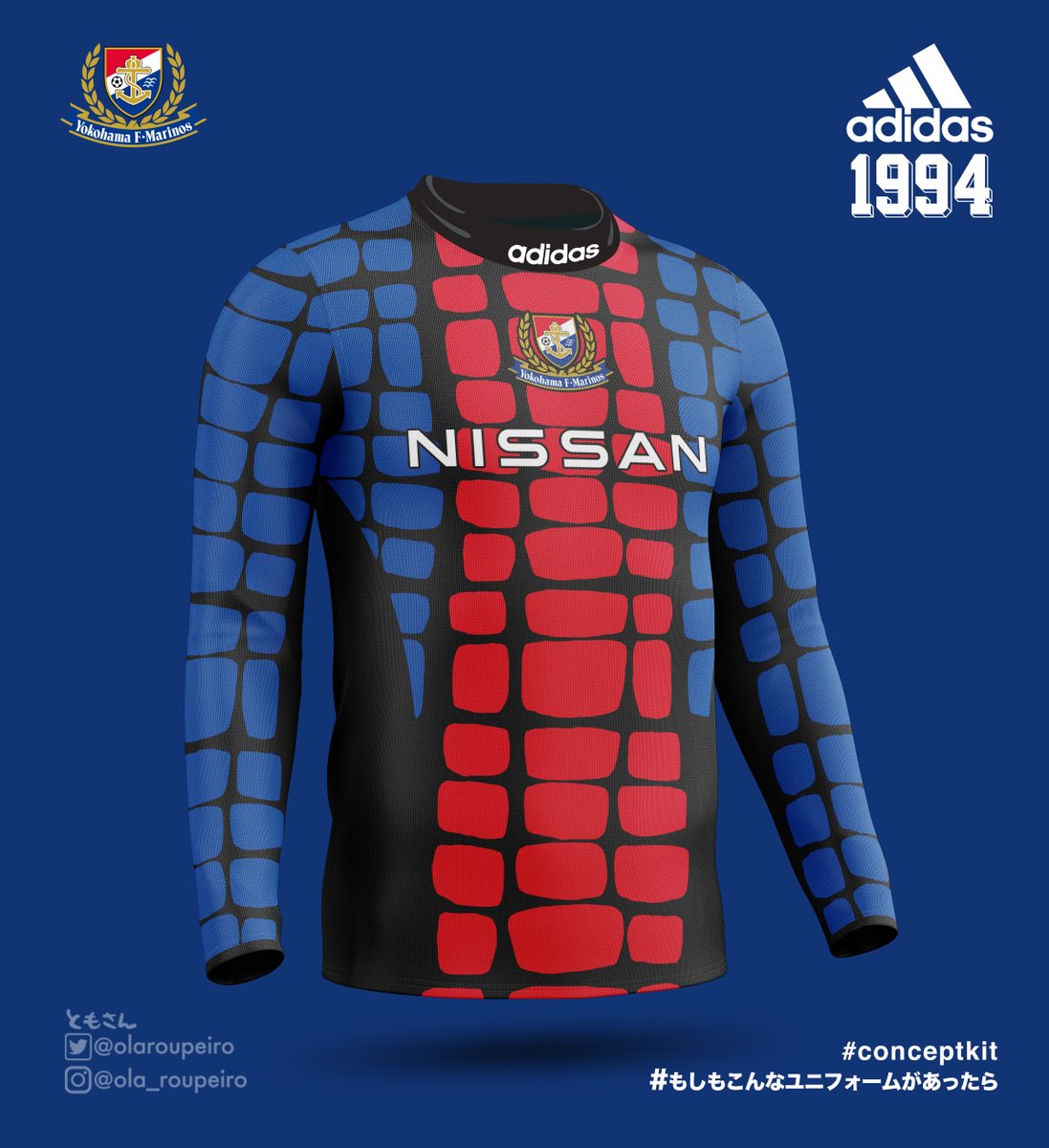 ともさん Tomosan サッカーユニフォームの世界 もしもadidas契約チームが1994プレデターgkシャツだったら もしもこんなユニフォームがあったら 横浜f マリノス ベガルタ仙台 アルビレックス新潟 松本山雅 Adidas Predator Wc1994 Usa1994 Gk