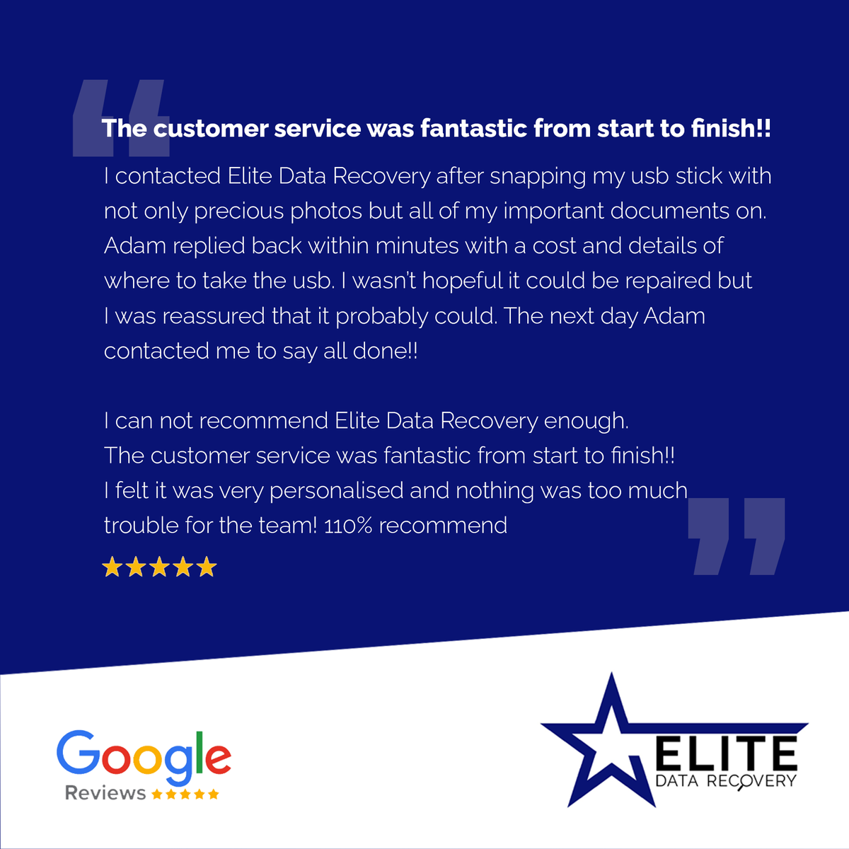 elitedatauk's tweet photo. We love a happy customer! Nothing is ever too much work for the team here at Elite Data Recovery and if we really can't fix it, you don't pay!⁠
⁠
If you are having any data recovery issues, get in touch  via our website.
⁠
#datarecovery #filerecovery https://t.co/uBaaZ8pPPu