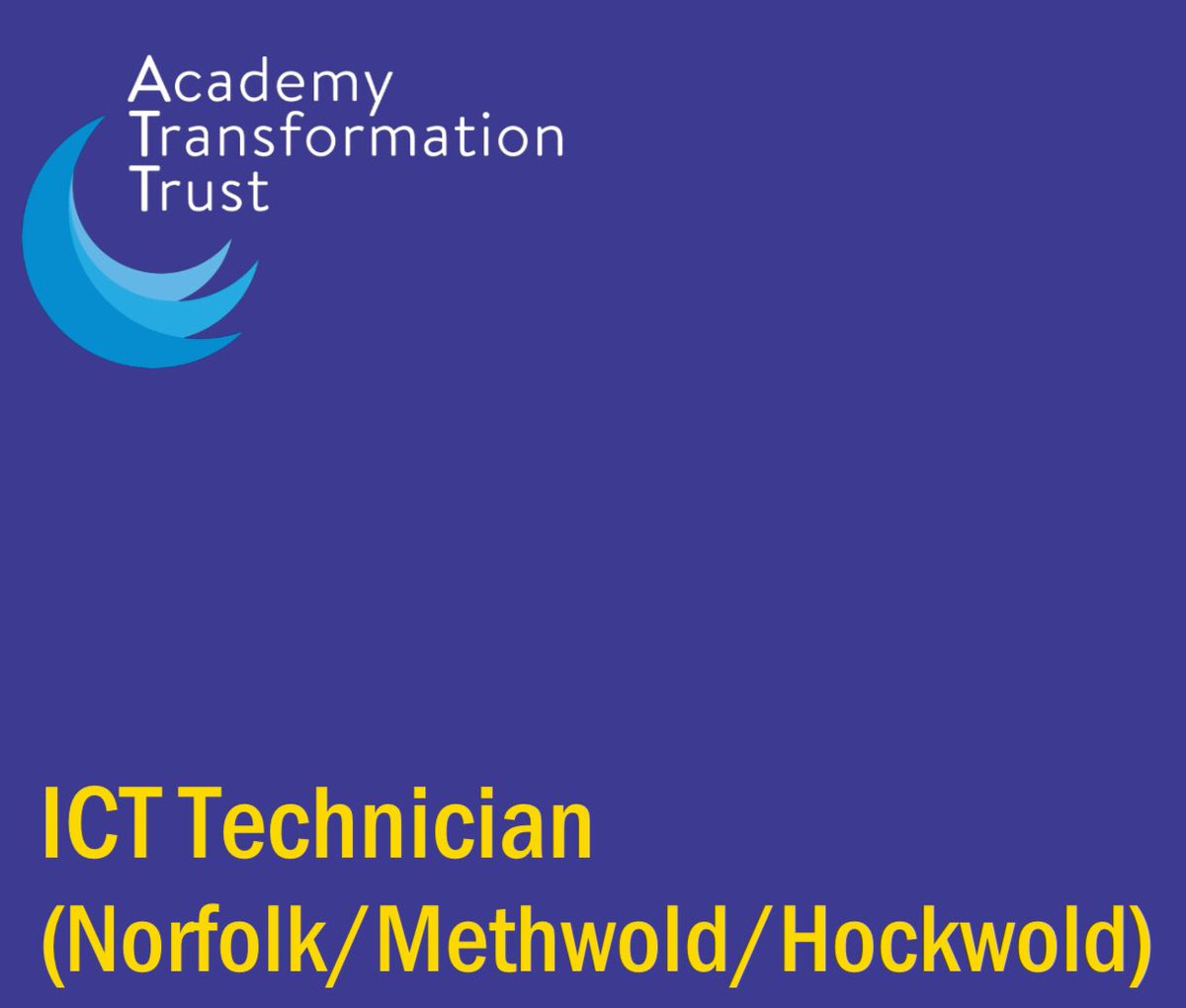 Are you looking for an ICT Technician role? We are looking for an ICT technician based <a href="/IceniAcademy/">Iceni Secondary Academy</a> and working closely with @IceniHockwold  and <a href="/teamNHA/">Nicholas Hamond Academy</a>. Follow this link for more information:

eteach.com/careers/academ…

#TransformingLives #JobSearch #Careers #ITCareers