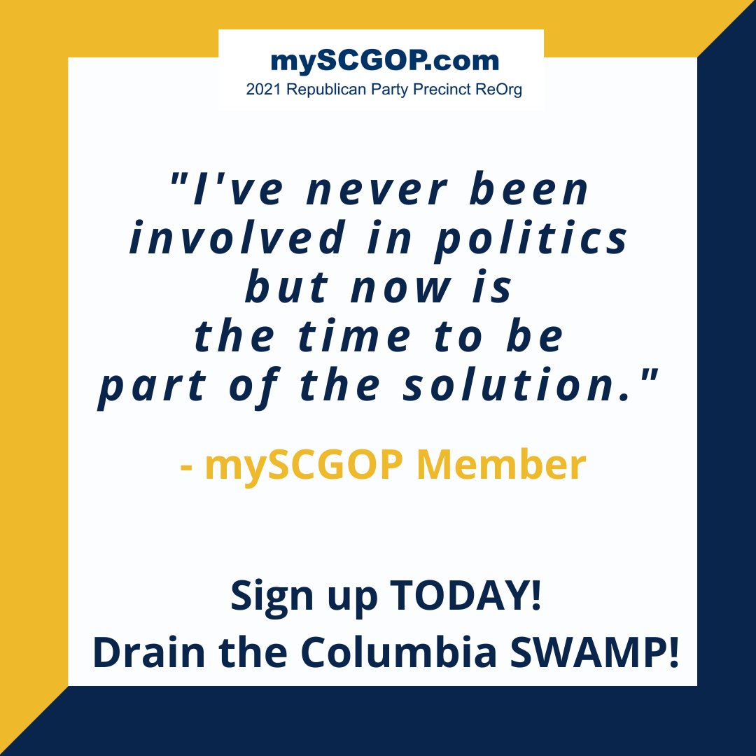 myscgop's tweet photo. Be part of the solution 🇺🇸 Sign up TODAY 👉 https://t.co/qQFK0Qc9tS
#mySCGOP #SCPolitics #DrainTheSwamp #Conservatives #GOP #PrecinctReOrg https://t.co/0TJjQ8QPqX