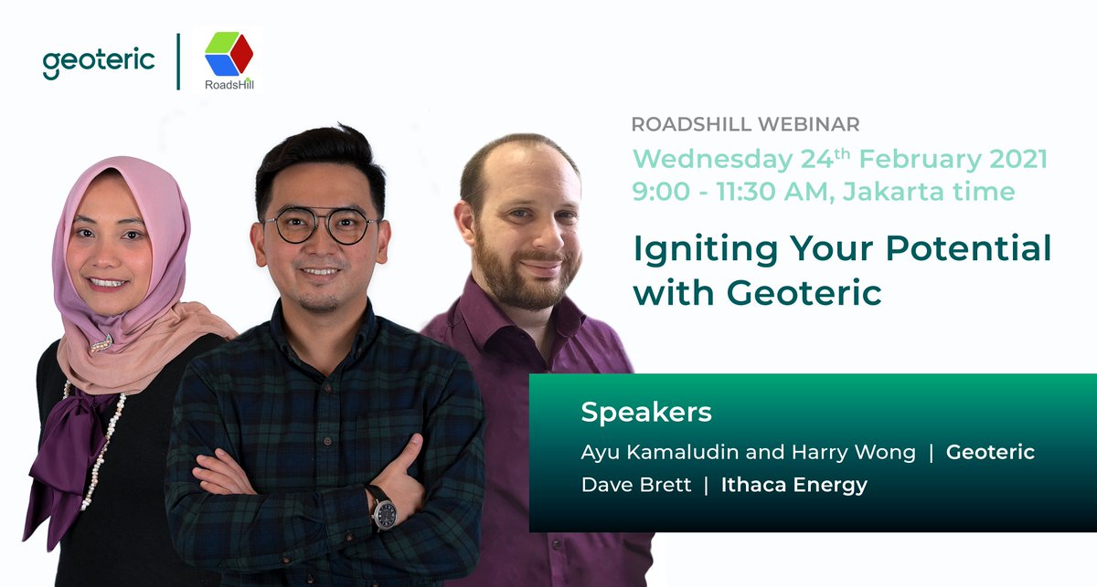 Geoteric's tweet photo. Join us on Wednesday 24th Feb 09:00 - 11:30 AM (Jakarta Time) to learn how you can take your projects forward positively with #Geoteric’s latest innovative solutions.
Register now: https://t.co/zUnJlpuid1
#RoadsHill #Webinar #AI #OilandGas #Geoscience #DigitalTransformation https://t.co/lflFcKj39x
