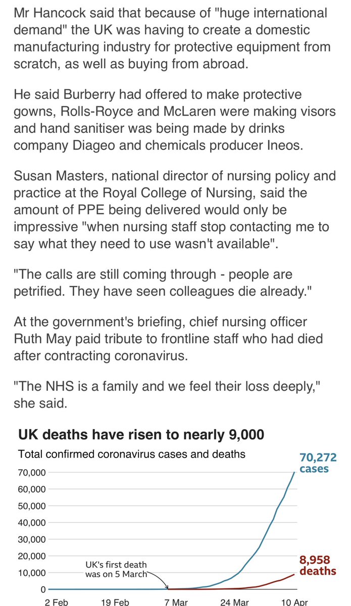 So this is where the story ends for now. The BBC article from 11th April below shows Hancock saying that they’re forced to buy from overseas due to shortages, which is fair enough, however the way in which these contracts were awarded not to SME’s, and actually friends is odd.