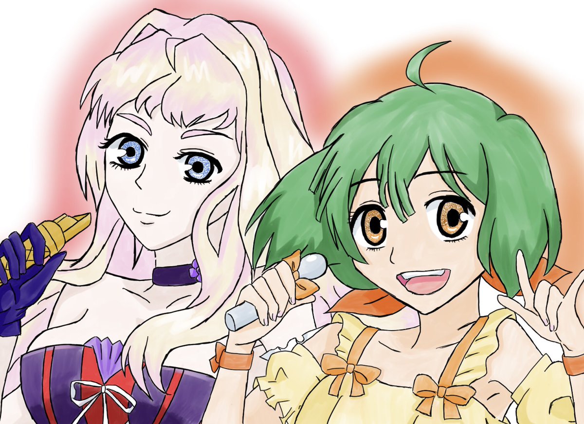 朔真 Sakuma 銀河の妖精 シェリル 超時空シンデレラ ランカを描いてみた マクロスf は名曲揃いですが ダイアモンドクレパスが1番好きな曲です マクロスf シェリル ランカ イラスト好きな人と繋がりたい
