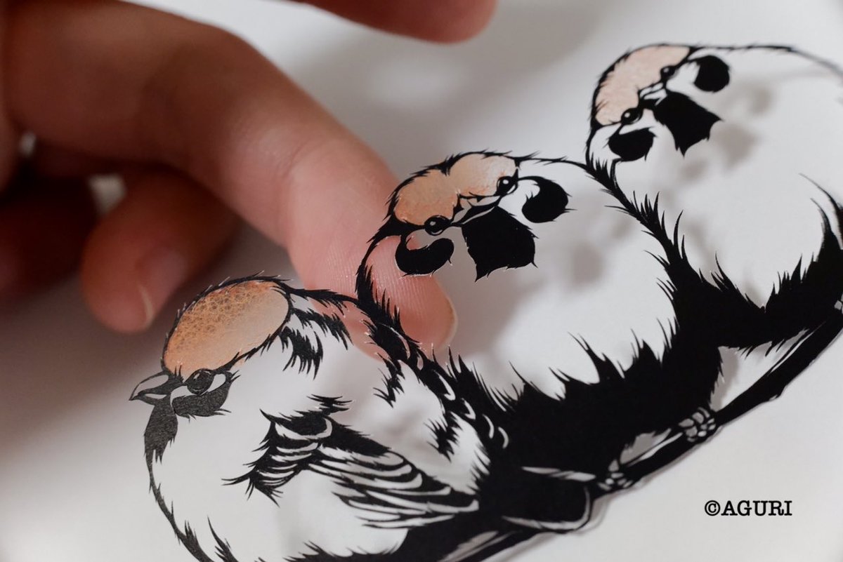 新作 福来雀 ふくらすずめは当て字が幾つかある様ですが 福が来る と書い 切り絵作家 椿あぐり 濃黒切り絵展21 アトリエキプリスのイラスト