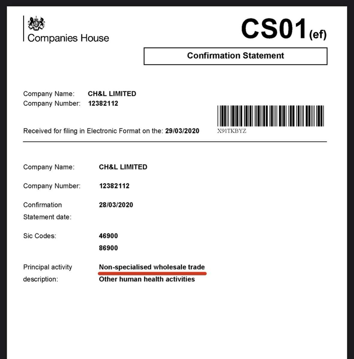 However, the business is incorporated as a “non-specialised wholesale trade” as late as 20th March, 2020. So how is a non-specialist assigned as a subject matter expert? That’s a huge red flag So what was happening in the UK around Feb-April with PPE?....