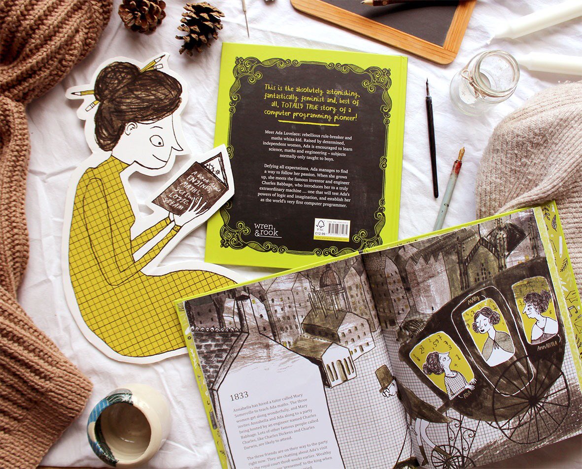 AnnaDohertyIllu's tweet image. It’s #internationalwomenandgirlsinscienceday so here’s me with my absolute hands down fave woman in science, ADA LOVELACE! 
Ada was the first ever computer programmer, before computers were even invented, she had a super fascinating life and is just a fab lady all round 🧡