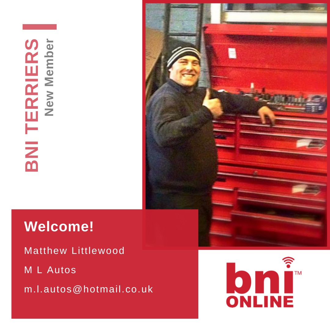 BNI_Terriers's tweet photo. On Wednesday we welcomed another new member! Matthew Littlewood who is the owner of M L Autos an established #CarMechanic in #Huddersfield. We are really looking forward to getting to know Matthew better and passing him lots of fabulous warmed up #Referrals! 
#BNITerriers #BNI https://t.co/xREZeMRZPx