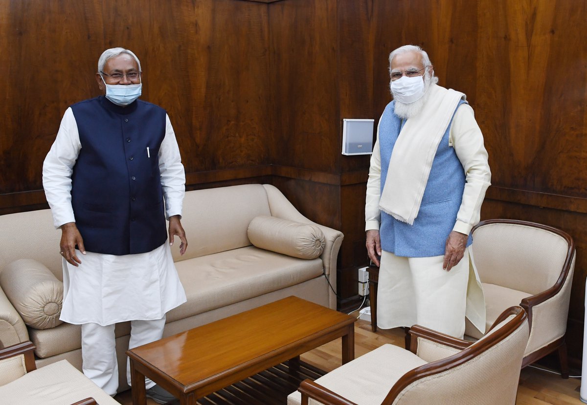 PMOIndia's tweet photo. Bihar CM Shri @NitishKumar Ji called on PM @narendramodi. https://t.co/Bl3ULMJNHe