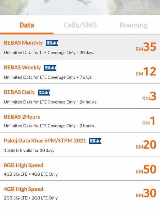 Dibawah adalah senarai plan telco yang ada. Sekarang kita pergi satu2 apa maksud :-Speed capped-kelajuan yang ditawarkan, tak kiralah tempat korang laju mcm apa dia tetap ada had-FUP (fair usage policy)Selepas korg guna lebih data dari FUP, tenet korang akan jd sendu