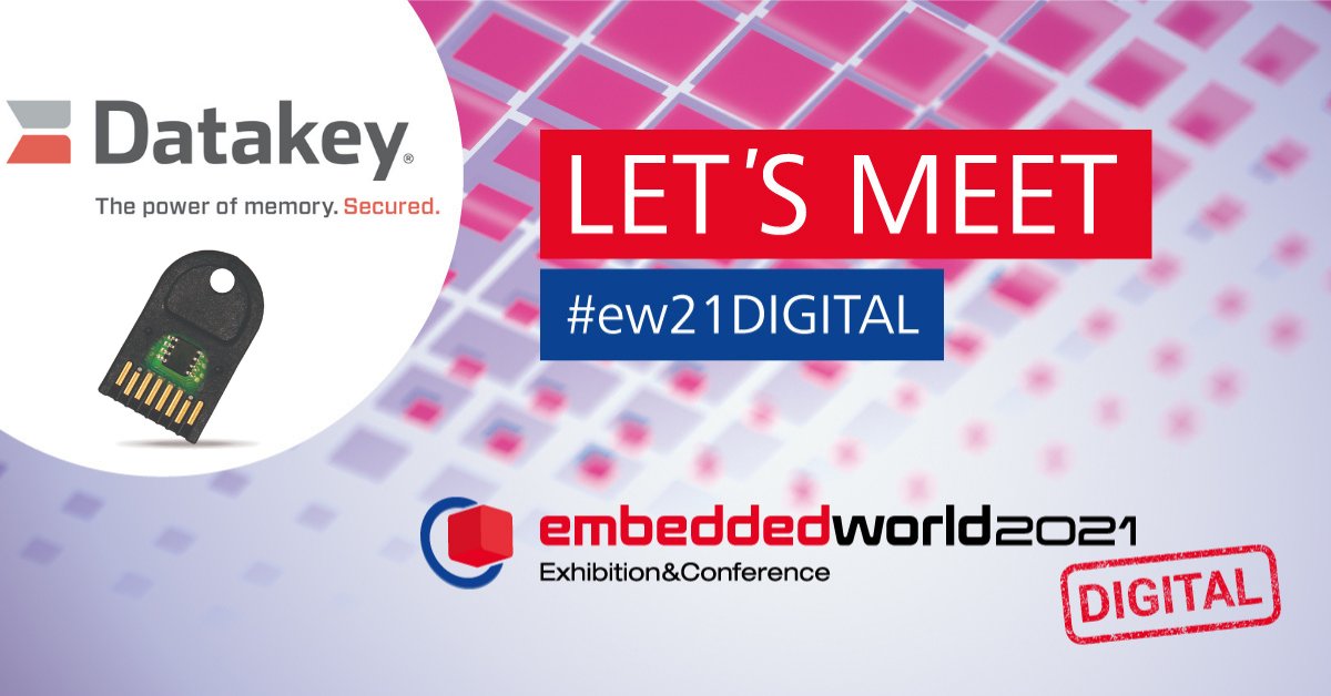 Nexus_Memory's tweet image. Need removable memory devices for applications for which commercial USB sticks and thumb drives are just not reliable, rugged or secure enough? If so visit, #Datakey at Embedded World 2021 Digital and speak live to our Nexus representatives.

#ew21  #ew21DIGITAL #dataprotection