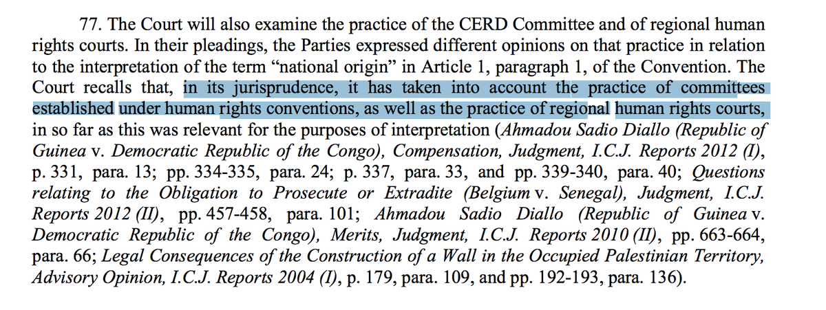 To recall, the Court says this in explaining the role of regional treaties and associated practice: 4/n