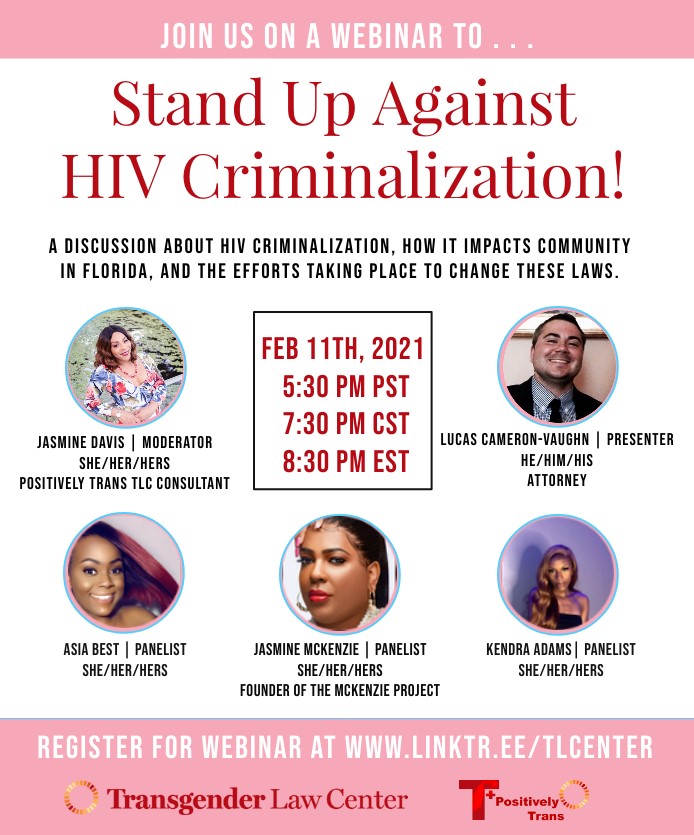 TransLawCenter's tweet photo. TODAY! Join fierce trans leaders to learn about how HIV criminalization creates more violence in our lives. @PositivelyTrans
Register now! https://t.co/4ndIEQBlgR https://t.co/vi8E0eBvG9