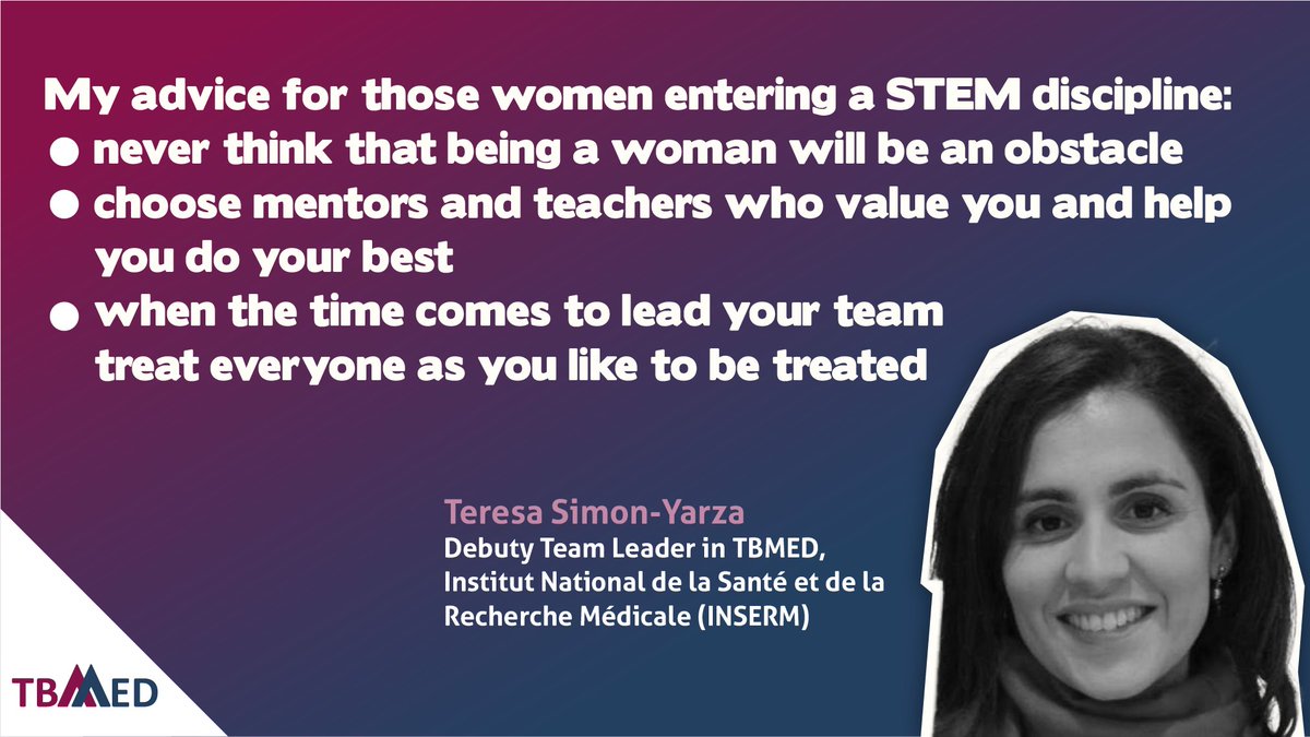TBMED_EU (@tbmed_eu) on Twitter photo Great advice from <a href="/JARALIA/">TERESA SIMÓN</a> for #WomenInSTEM Let's tear down those barriers!
#WomenInScience #EqualityInScience Great advice from <a href="/JARALIA/">TERESA SIMÓN</a> for #WomenInSTEM Let's tear down those barriers!
#WomenInScience #EqualityInScience