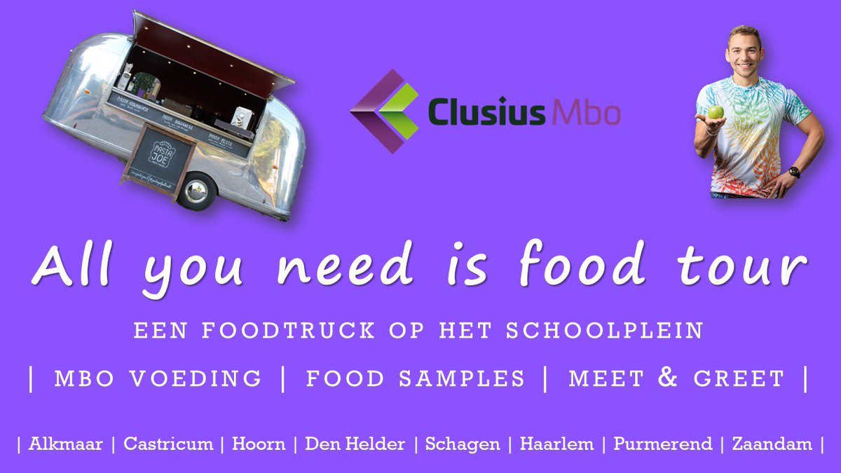 NHFoodnl's tweet photo. @ClusiusCollege opleiding #Voeding gaat het schoolplein op met de All You Need is Food Tour! https://t.co/8yb60QXr4p https://t.co/g9GV7iNiAM