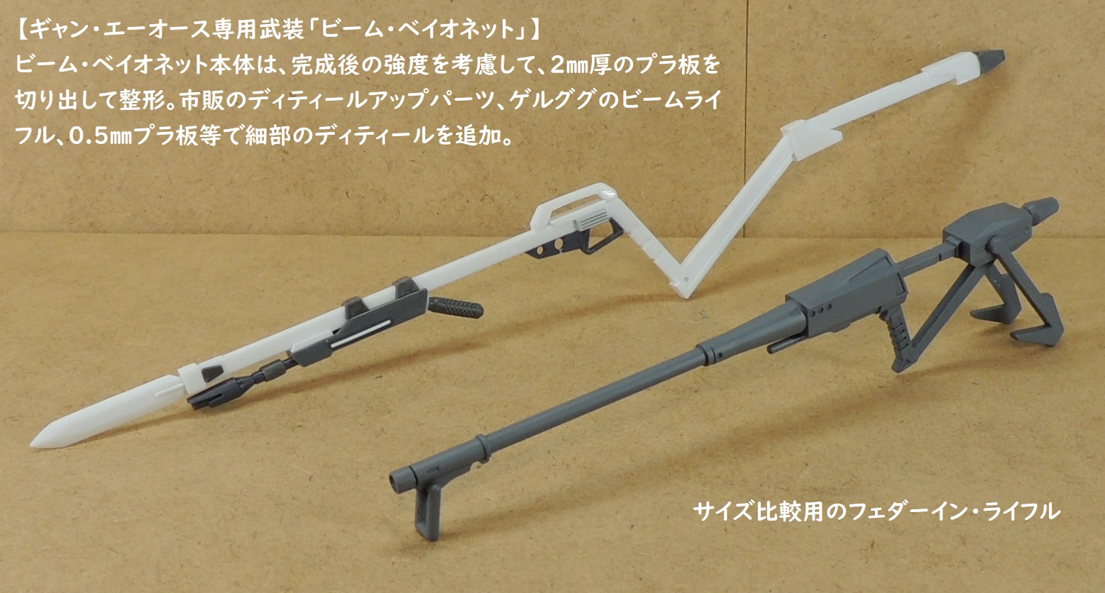 あやぽん 機動戦士ガンダムmsv Rジョニー ライデンの帰還 より ギャン エーオース専用武装 ビーム ベイオネット を1 144スケールで製作中 プラ板主体とし 市販のディティールアップパーツやジャンクパーツ等を部分的に取り入れてスクラッチ