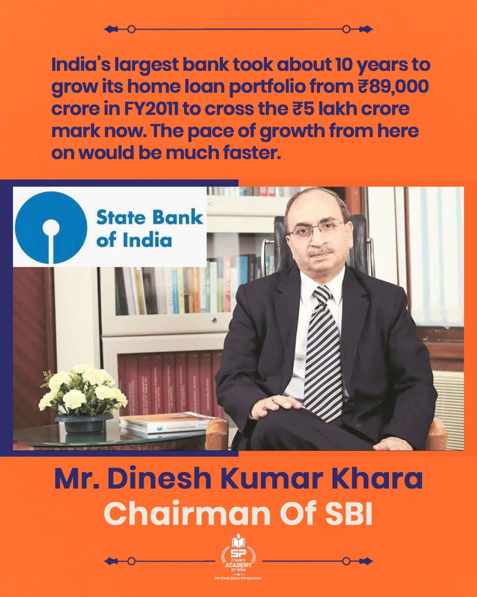 SPFinanceAcad's tweet photo. Mr. Dinesh kumar Khare (Chairman of SBI)
about home loan.

.JOIN US NOW
.
for enquiry please give a missed call on -
7777970101 / 7777 98 4646

#homeloan #homeloansector #SBI #banking #Bank #spfinanceacademy #classes #career #learning  #learning https://t.co/a8dX2gktiX