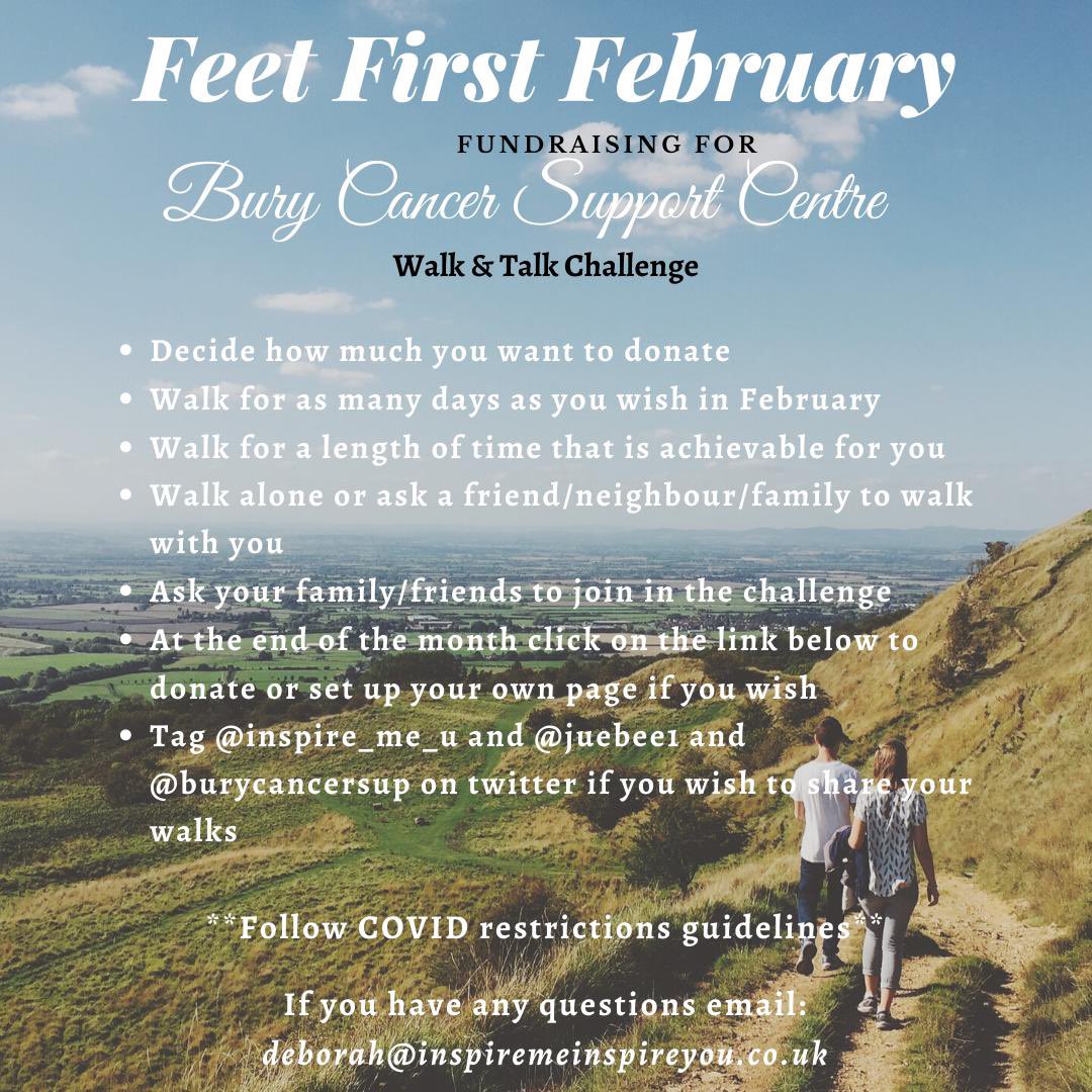 ‘Sponsored classes’ coming up on the Bury Leisure  Facebook page - 
Indoor Walking with Shelley 2pm Wed 24th Feb 
Guided Mindfulness with Bev 10.30am Thur 25th Feb 
We will post a Just Giving link along with these classes for anyone wishing to donate but feel free to join us!