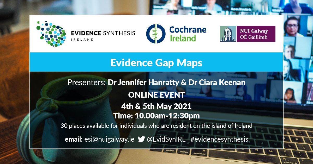 EvidSynIRL's tweet photo. What are #EvidenceGapMaps and how can we make best use of them?
This workshop will explore where to find them, how to use them &amp; how to build your own. Registration is now open: https://t.co/fZQRJyfmPB  @MetaEvidence  @Jen_CESI  @CampbellUKIRE @CESI_QUB @QUBelfast https://t.co/qsoItdo6Rn